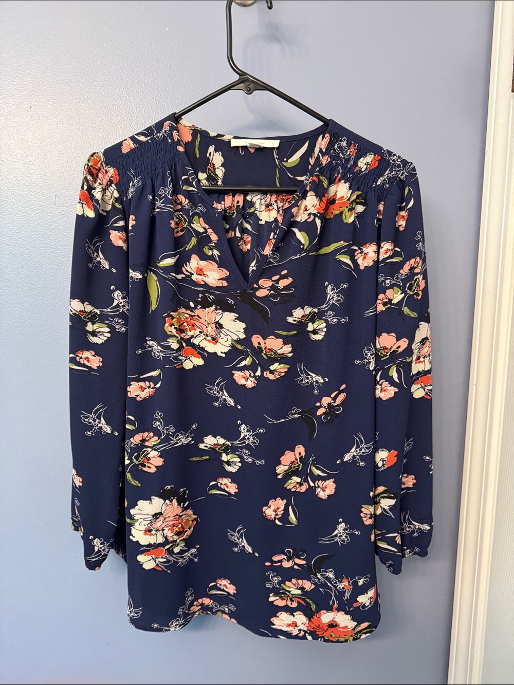 Women's Navy Floral Blouse